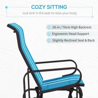Outsunny Gliding Lounger Chair, Single Rocker with Lightweight Metal & Mesh Construction, Brown/Blue(m-5)