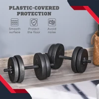 Soozier Adjustable 2 x 22lbs Weight Dumbbell Set for Weight Fitness Training Exercise Fitness Home Gym Equipment, Black (Pair)(m-6)