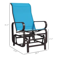 Outsunny Gliding Lounger Chair, Single Rocker with Lightweight Metal & Mesh Construction, Brown/Blue(m-3)