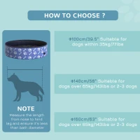 PawHut Folding Dog Pool Portable Pet Kiddie Swimming Pool, Outdoor/Indoor Puppy Bath Tub with Nonslip Bottom for Dogs & Cats,  (Φ47", Blue)(m-10)