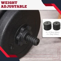 Soozier Adjustable 2 x 22lbs Weight Dumbbell Set for Weight Fitness Training Exercise Fitness Home Gym Equipment, Black (Pair)(m-4)