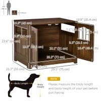 PawHut 29.5" Wooden Dog Cage with Windows, End Table Furniture Style, Modern Pet Kennel with Lockable Doors Elevated Base for Small and Medium-sized Dogs, Brown(m-3)