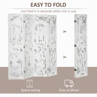 HOMCOM Screen Divider Room Divider Screen with Foldable Design for Indoor Bedroom Office 5.5' Rustic White(m-4)