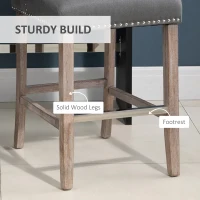 HOMCOM Counter Height Bar Stools Set of 2, Upholstered 26.75" Seat Height Barstools, Dark Gray(m-5)