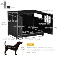 PawHut 29.5" Wooden Dog Cage with Windows, End Table Furniture Style, Modern Pet Kennel with Lockable Doors Elevated Base for Small and Medium-sized Dogs, Black(m-3)