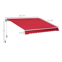 Outsunny 12' x 10' Manual Retractable Awning Outdoor Sunshade Shelter for Patio, Balcony, Yard, with Adjustable & Versatile Design, Wine Red(m-3)