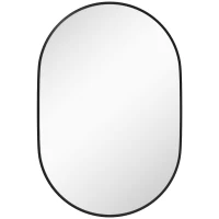 HOMCOM Bathroom Mirror for Vanity, Oval Wall Mirror with Aluminium Frame, 24" x 35"(m-2)