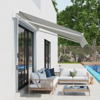 Outsunny 8' x 7' Retractable Sunshade Awning for the Patio with Easy Crank Design & Hardware Included, Gray(m-8)