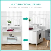 PawHut Cat Litter Box Enclosure Hidden Cat Furniture Cabinet Indoor Cat Washroom Double-door Nightstand End Table with Cat Hole Storage Shelf White(m-4)