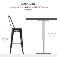 HOMCOM Set of 4 Bar Stools Kitchen Industrial Breakfast Bistro Cafe Metal Frame Black(m-9)