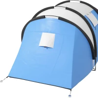 Outsunny Camping Tent with 2 Bedrooms and Living Area, 3000mm Waterproof Family Tent, for Fishing Hiking Festival, Blue(m-10)