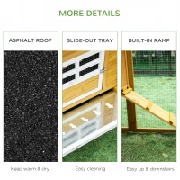 PawHut 79" Wooden Chicken Coop, Outdoor Hen House, Poultry Habitat with Removable Tray, Nesting Box, Run, Ramp(m-7)