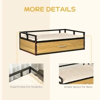PawHut 39.25" Elevated Dog Bed, Furniture Style Pet Couch, Soft Modern Puppy Sofa, with Storage Drawer, Washable Cushion, Steel Frame, for Medium Dogs, Oak(m-6)