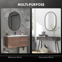 HOMCOM Bathroom Mirror for Vanity, Oval Wall Mirror with Aluminium Frame, 24" x 35"(m-4)