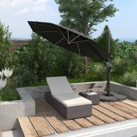 Outsunny Outdoor Lounge Chairs Set of 2 with 5-Level Angles Adjust Backrest, Thick Cushions, & Matching Table, Patio Rattan Furniture Sets for Pool Side, Balcony, Beach, Yard, MixedBrown(m-8)