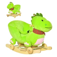 Qaba baby rocking horse Kids Interactive 2-in-1 Plush Ride-On Stroller Rocking Dinosaur With Nursery Song Rocking Horse 18+ months(m-2)