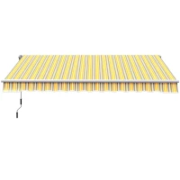 Outsunny 12' x 10' Manual Retractable Awning Outdoor Sunshade Shelter for Patio, Balcony, Yard, with Adjustable & Versatile Design, Yellow and Gray(m-11)