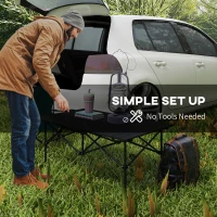 Outsunny Folding Camping Table with Roll up Top and Carry Bag, Portable Picnic Table for Camping, Picnic, Hiking, Black(m-6)