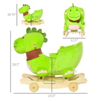 Qaba baby rocking horse Kids Interactive 2-in-1 Plush Ride-On Stroller Rocking Dinosaur With Nursery Song Rocking Horse 18+ months(m-3)