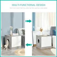 PawHut Cat Litter Box Enclosure Privacy Washroom Decorative Kitten Pet House Nightstand End Table Indoor with Magnetic Door Slide-out Board Grey Oak(m-5)