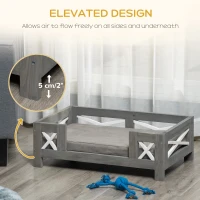 PawHut Elevated Dog Bed, Pet Sofa Furniture Style, Modern Cat Couch, with Soft Cushion, Washable Cover, for Small Sized Dog, Grey(m-5)