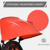 Qaba Tricycle for Toddler 4 in 1 Kids Trike with Reversible Adjustable Seat, Baby Push Bike with Removable Handle, Canopy, Belt Storage Brake Clutch for 1-5 Years, Red(m-10)