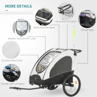 Aosom 3 In1 Baby Bike Trailer for 2 Kids, Foldable Double Jogger Stroller, 2-Seater Stroller with Shock Absorber System, Rubber Tires, Adjustable Handlebar Brake, Storage Bag,White(m-5)