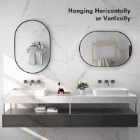 HOMCOM Bathroom Mirror for Vanity, Oval Wall Mirror with Aluminium Frame, 24" x 35"(m-6)