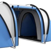 Outsunny Camping Tent with 2 Bedrooms and Living Area, 3000mm Waterproof Family Tent, for Fishing Hiking Festival, Blue(m-9)