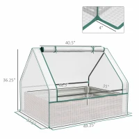 Outsunny Raised Garden Bed, Outdoor Metal Planter Box with Mini Greenhouse, White and Brown(m-3)