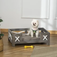 PawHut Elevated Dog Bed, Pet Sofa Furniture Style, Modern Cat Couch, with Soft Cushion, Washable Cover, for Small Sized Dog, Grey(m-1)