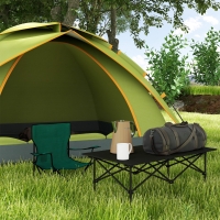 Outsunny Folding Camping Table with Roll up Top and Carry Bag, Portable Picnic Table for Camping, Picnic, Hiking, Black