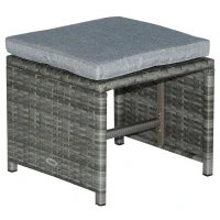 Outsunny 9 Piece Outdoor Rattan Wicker Dining Table and Chairs Furniture Set Space Saving Wicker Chairs w/ Cushions - Gray(m-13)