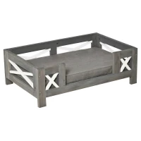 PawHut Elevated Dog Bed, Pet Sofa Furniture Style, Modern Cat Couch, with Soft Cushion, Washable Cover, for Small Sized Dog, Grey(m-2)