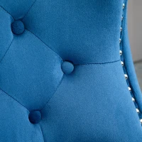 HOMCOM Upholstered Fabric Bar Stool Set of 2, Button Tufted 29.5" Seat Height Pub Chairs with Back & Wood Legs, Blue(m-8)