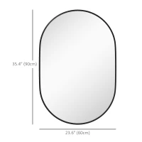 HOMCOM Bathroom Mirror for Vanity, Oval Wall Mirror with Aluminium Frame, 24" x 35"(m-3)