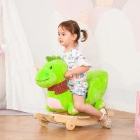 Qaba baby rocking horse Kids Interactive 2-in-1 Plush Ride-On Stroller Rocking Dinosaur With Nursery Song Rocking Horse 18+ months(m-1)