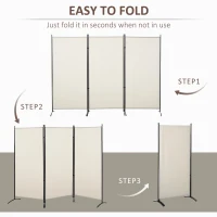 HOMCOM 6' 3 Panel Room Divider, Double Hinged Folding Wall Divider, Indoor Privacy Screen for Home Office, Beige(m-5)