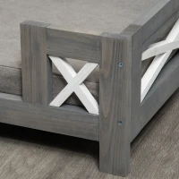 PawHut Elevated Dog Bed, Pet Sofa Furniture Style, Modern Cat Couch, with Soft Cushion, Washable Cover, for Small Sized Dog, Grey(m-8)