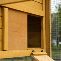 PawHut 79" Wooden Chicken Coop, Outdoor Hen House, Poultry Habitat with Removable Tray, Nesting Box, Run, Ramp(m-10)
