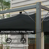 Outsunny Metal Pergola with Retractable Roof, 10' x 10' Wall Mounted Outdoor Gazebo Sun Shade Shelter(m-7)
