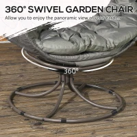 Outsunny Patio Egg Chair with Swivel Base, Foldable Basket Chair with Large Seat Cushion, Cup Holder for Indoor, Outdoor, Sand(m-6)