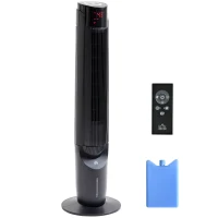HOMCOM Cooling Fan for Bedroom with Ice Pack, Tower Fan with Remote Control, 3 Modes, 3 Speeds, 3 Speeds, 12H Timer, Black(m-2)