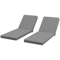 Outsunny 2-Piece Patio Chair Cushions with Backrests, Replacement Cushions for Outdoor Lounge Chair, Gray(m-1)