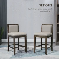 HOMCOM Counter Height Bar Stools Set of 2, Bar Chairs with Wood Legs, Grey(m-4)