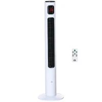 HOMCOM Freestanding Tower Fan Cooling for Home Bedroom with Oscillating, 3 Speed, 12h Timer, LED Sensor Panel, Remote Controller, White(m-2)
