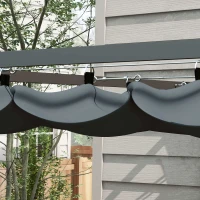 Outsunny Metal Pergola with Retractable Roof, 10' x 10' Wall Mounted Outdoor Gazebo Sun Shade Shelter(m-10)