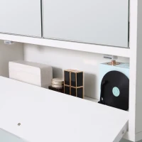 kleankin Medicine Cabinet with Mirror, Bathroom Wall Cabinet with 2 Mirrored Doors, 1 Modern Door and Adjustable Shelf, White(m-10)