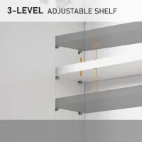 kleankin Medicine Cabinet with Mirror, Bathroom Wall Cabinet with 2 Mirrored Doors, 1 Modern Door and Adjustable Shelf, White(m-5)