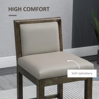 HOMCOM Counter Height Bar Stools Set of 2, Bar Chairs with Wood Legs, Grey(m-5)